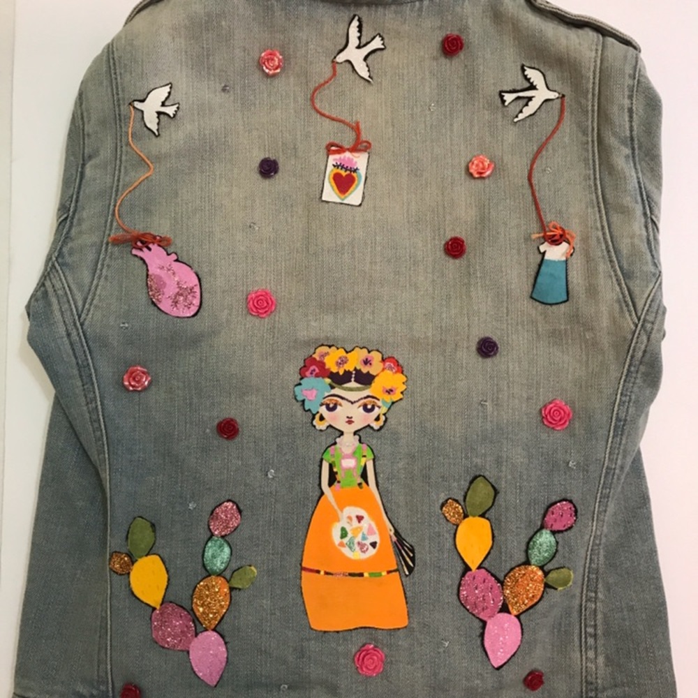 Handmade Frida Kahlo denim jacket